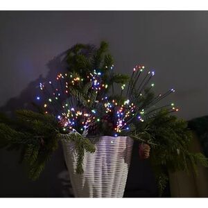 Bethlehem Stake Lights (2) Star Bursts‎ Remote Black Wire Multicolor Timer NWOT